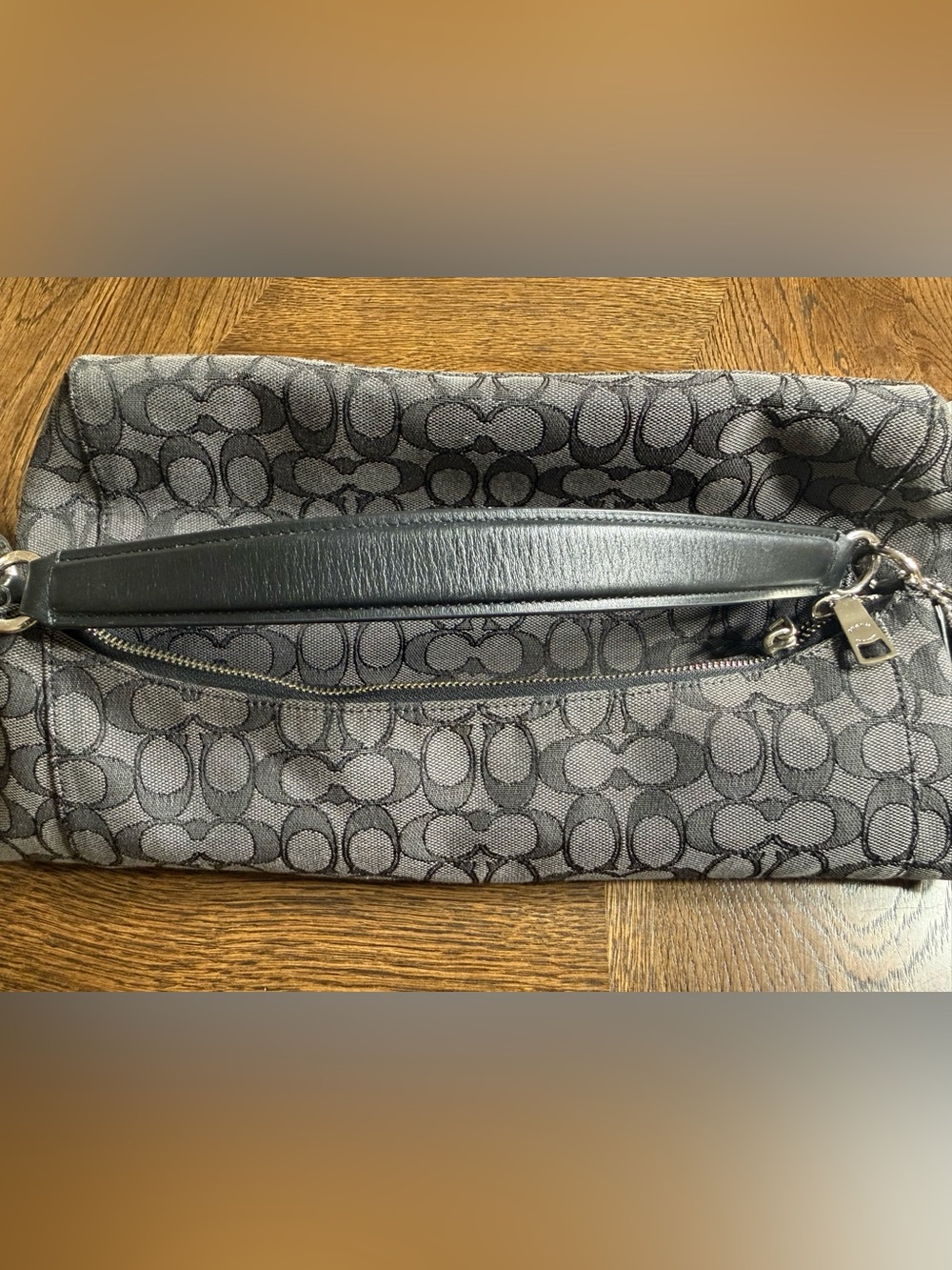 Coach East/West Celeste Hobo Shoulder Bag Purse Black Smoke Signature Canvas EUC - Picture 10 of 16